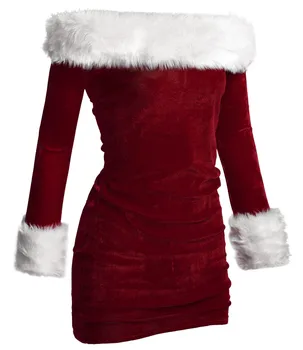 Plus Size Naujųjų Metų Kalėdų Kostiumas Moterims, Raudonos spalvos Seksuali Suknelė suaugusi Išgalvotas Cosplay