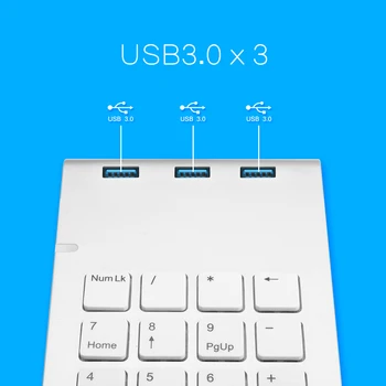 Rocketek USB Skaitinė Klaviatūra 18 Raktus ir Mini USB 3.0 Stebules Skaitmeninė Klaviatūra Ultra Slim Skaičių Pad Apskaičiuoti Nešiojamas KOMPIUTERIS