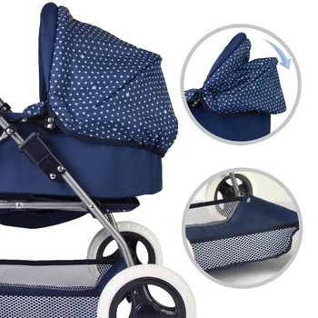 Lankstymo lėlės vežimėlis 3 in 1 Kūdikis Stiliaus mėlyna CBtoys
