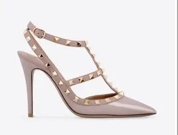 Aukščiausios kokybės Aukšto kulno kniedės moterų batų mados prekės ženklo ponios sexy 8 10cm sandalai darbo suknelė stiletto odos sandalai