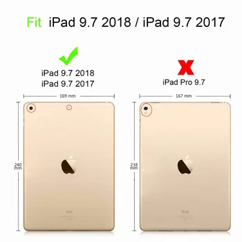 Case for iPad 9.7 2017 2018 Padengti A1893 A1954 Pieštuku HolderTablet Minkšto Silikono Atgal Trifold Stovėti Tablet Atveju + filmas + Rašiklis
