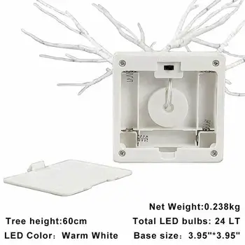 60cm Karšto Velykų Medis Su 24 LED Apšvietimas Baltos Šviesos Iki Mini Šakelė Medžio Lempos Dekoracijas Kabinti Velykų Kiaušinių Pakabinti Papuošalai