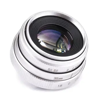 Sidabro Mini 35mm f/1.6 APS-C VAIZDO Objektyvas+adapteris žiedas+2 Macro Ring+objektyvo gaubtą, Canon EF-M EOSM Mirroless Kamera M1/M3/M5