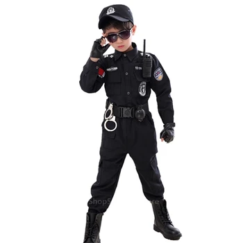 Nauja Vaikų Policijos Halloween Carnival Šalies Drabužiai Berniukams, Mergaitėms Armija Policininkas Taktika Kostiumas, Cosplay Kostiumai, Mados 110-160 CM