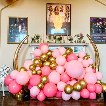 100vnt Macaron Balionų Arkos Baltos spalvos Pastelinės Rožinės Ballon Girliandą Aukso Metalo Konfeti Globos Vestuves Dekoro Baby Shower Balionas