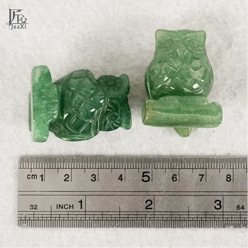 Jade Pelėda Figūrėlės Miniatiūros rankų darbo natūralios aventurine Mini Gyvūnų Statula Gydymo akmuo kristalas namų dekoro priedai