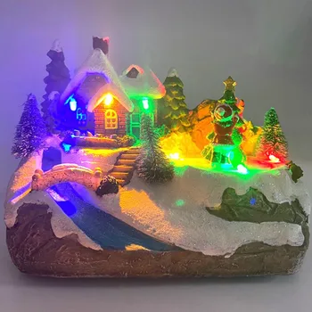 1Pc Fluorescentinė Mažas House Muzikos LED Šviesos Važiuoti Apšvietimo Kalėdų Dervos Kalėdų Kaime, Name, Naujas Miestas