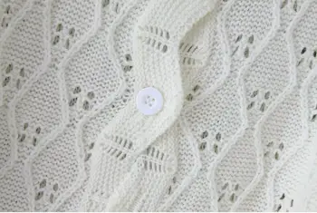 2019 m. Rudenį Naujų Mezgimo Nėrimo Tuščiaviduriai iš Hole Viena Breasted Mygtuką Cardigan Megztinis Moteris ilgomis Rankovėmis Megztinis Trikotažas