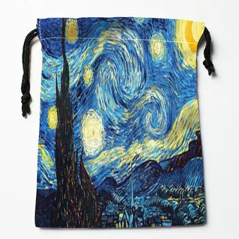 Custom Į Žvaigždėtą Naktį Vincent van Gogh Raišteliu Krepšys Mažų Kelionės Moterų Maži Audinio Maišelis Kalėdinių Dovanų maišelis 18*22cm W-0616