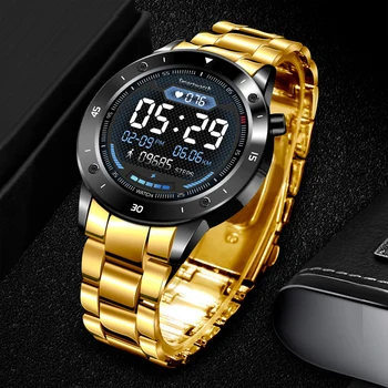Aukso Skaitmeninis Žiūrėti Vyrų Sporto Laikrodžiai Elektroninių LED Vyrų Riešo Žiūrėti Vyrų Laikrodis Aukso Nerūdijančio Plieno Laikrodis Touch Valandą