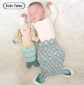 SR084 Medvilnės naujagimiui mielas undinė stiliaus miegmaišiai miega kūdikių drabužiai 0-6 Mėnesių Kūdikiams Suvystyti vaikai drabužių