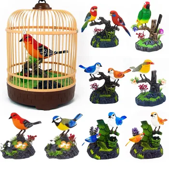 Indukcijos Paukštis Narve Elektros Paukščių Garso Valdymas Balsu Pet Žaislas Gyvūnų Modeliavimas Birdcage Vaikams, Žaislų, Dovanų Sodo Puošyba
