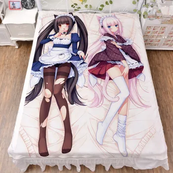 Anime NEKOPARA simbolių seksuali mergina chocolat vanilės, Kokoso Azuki lova pieno pluošto lakštai & flanelė antklodė vasaros antklodė 150x200cm