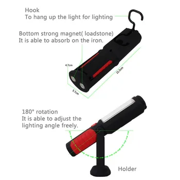 Įkraunamas USB LED Žibintuvėlis Darbą Šviesos Lempos 41LEDs Magnetinio Fakelas Paramos Stovėti Pasukamas Kablys Kempingas Automobilių Remonto Dirbtuvė