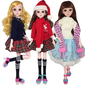 Žiemos Drabužių Kostiumas 1/3 BJD Lėlės Suknelė Aksesuarai, 60cm Baby Doll Šalikas+ Kojinės 1/3 BJD Doll 