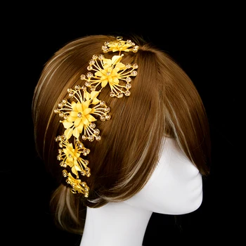 Vintage Gold Crystal Vestuviniai Kaspinai Vestuvių Headpieces Plaukų Aksesuarai Nuotaka HairBand Rankų darbo Šalis, Plaukų papuošalai, Šukuosena