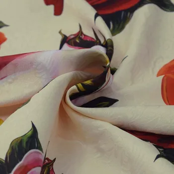 Karšto pardavimo Kinų rožė skaitmeninės tapybos žakardo gobelenas audinio satino suknelė tissu as metrų tissus šviesus audinys 