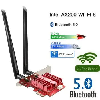 Dvigubos Juostos 3000Mbps Wireless PCI-E Wifi 6 Adapteriu KOMPIUTERIO su 