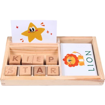 Kūdikių Medinis Žaislas Rašybos Anglų Kalbos Žodis Žaidimas Laiškai Kartono Montessori Mokymo Priemonių Rašybos Žodį Blokai Vaikams Dovanų
