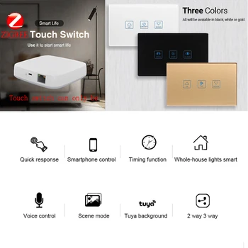 ZigBee Smart Home Wifi Sienos Jutiklinį Jungiklį Dimeris/Ventiliatorius/Užuolaidų Jungiklis ,Suderinama Su Alexa 