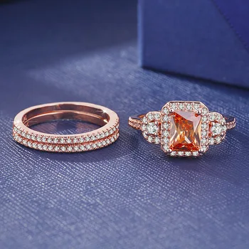 2021 naujas prabangus Rožių Aukso spalvos princesė vestuvių žiedas rinkinys moterims lady jubiliejų dovana, papuošalai bague femme homme anelli R5085