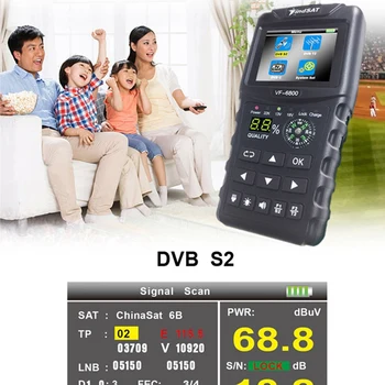 VF-6800 DVB-T2, DVB-S2, DVB-C Palydovinis Finder Sat Finder Metrų 2,4 Colių LCD DVB-T, DVB-S HD Skaitmeninis Satfinder JAV Plug