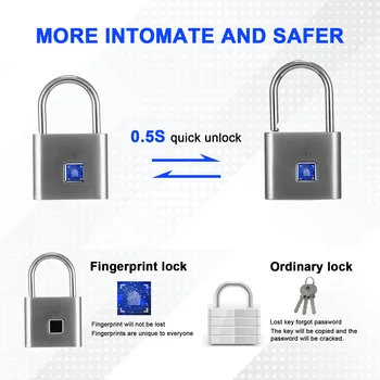 Pirštų atspaudų Smart Lock Spynos Thumbprint Durų Spynos Nešiojamų Anti-Theft pirštų Atspaudų Lock Maišą Stalčių Lagaminas