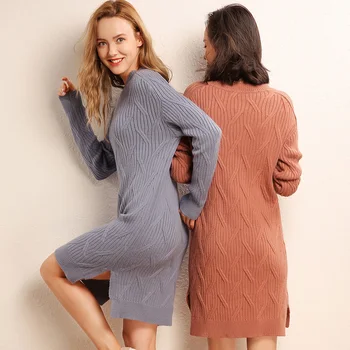 Adohon 2020 m. moteris žiemą Kašmyrui megztiniai ir rudenį moterų megztos Suknelės Puloveriai Aukštos Kokybės Šiltas, O Moterų-kaklo Kietas