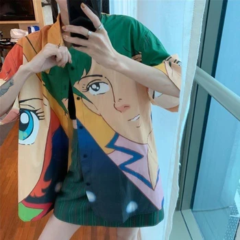NiceMix palaidinė moterims, drabužiai Japonų animacinių filmų anime spausdinimo priežastinis prarasti vidutinio ilgio vintage marškinėliai blusas mujer de moda 2020 m.
