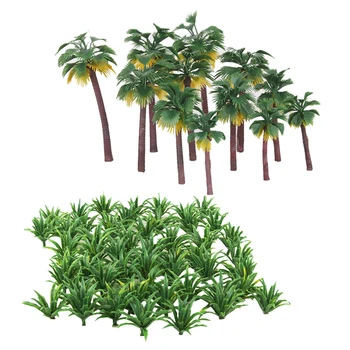 62Pc Žalia Dekoracijos Išdėstymo Modelis Medžio Kraštovaizdžio Modelis Kardas Žolės & Palm Tree