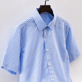 Vasarą-Naujas posūkis žemyn apykaklės trumpomis rankovėmis dryžuotas vyrams, atsitiktinis marškinėliai minkšti, patogūs vyrų drabužiai be krūtinės kišenėje