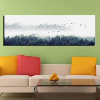 Debesuota Miško Paveikslėlį Tapybos ant Drobės HD Spaudinių 1 vnt Kalnų Scenerii, Plakatų ir grafikos Namų Dekoro Sienos Meno Neįrėminti
