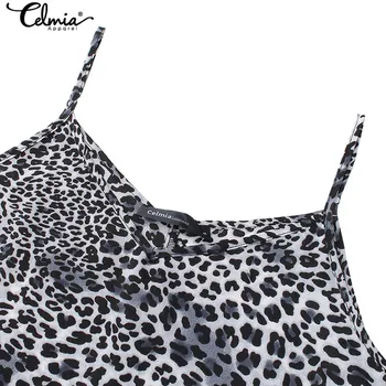 Celmia Bohemijos Sundress Seksualus Leopardas Spausdinti Dirželiai Rankovių Moterims Maxi Suknelė iki 2021 m. Vasarą Padalinti Šalies Paplūdimys Ilgas, Vestidos S-5XL