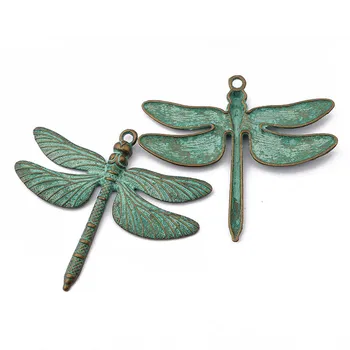 4pcs Didelis Verdigris Patina Dragonfly Pakabukai Pakabučiai Už Jeweley Padaryti Išvadas Rankų darbo 