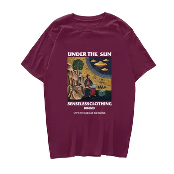 Juokinga Jėzus užsienietis UFO spausdinti trumparankoviai marškinėliai hip-hop atsitiktinis streetwear T-shirt vyrai hipster 2020 metų vasaros medvilnė tee viršų