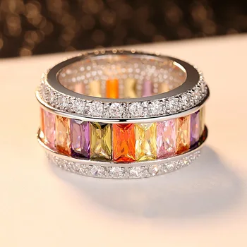 Spalvinga kubinis cirkonis vestuvių amžinybės juostos žiedas moterims bižuterijos kalėdų vakarėlį dovana moonso didmeninė R4879