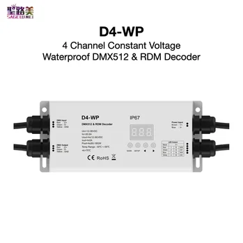 D4-WP 4 Kanalų Nuolatinės Įtampos Vandeniui DMX512 & RDM Dekoderis DC 12-36V IP67 atskira Funkcija, Dvi PWM Dažnis SkyDance