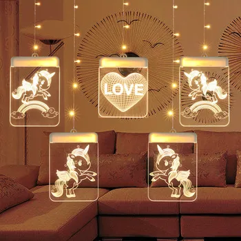 3D Romantiška Langą Kalėdų Šviesos LED Santuoka, Išpažintis Styginių Šviesos Kabinti Sienos Lempos partijų Vestuvių Patalpų Apdaila