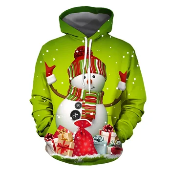Kalėdų Džemperis Sniego Spausdinimo Moterys, Santa Claus Juokinga Bjaurusis Kalėdų Džemperis 3D Megztinis su Gobtuvu Megztinis Šiltas Megztinis