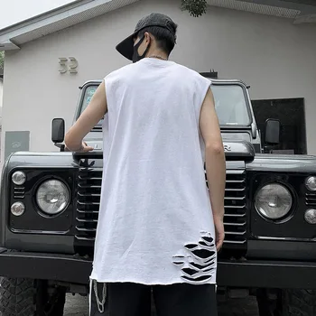 Vyrai Tankai Kietas Prarasti Tuščiaviduriai Iš Rankovių Undershirts Fitneso Hip-Hop Korėjos Stiliaus Vyrų Mados Viršūnes Duona Kvėpuojantis Singlet