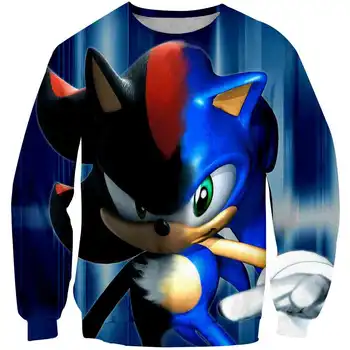 Naujas Berniukai Animacinių filmų Sonic ežys Mėlyna 3D palaidinukė Atspausdinta Merginos Streetwear vaikams, Vaikų drabužiai, Kūdikių Juokinga megztinis (puloveris)