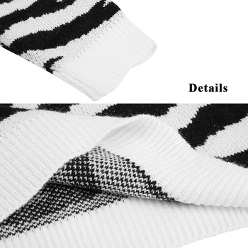 Moteriški Megztiniai Harajuku Negabaritinių Ilgomis Rankovėmis Puloveriai Atsitiktinis Mezgimo Rudenį Zebra Modelis Bf Pora Korėjos Retro Stiliaus Banga