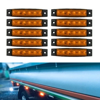 30x 6 LED lemputė SMD 12V Balta Raudona Oranžinė Sunkvežimių Priekabos Pikapas Šoniniai Gabaritiniai Rodiklių Žibintai karavanas traktoriaus go kart