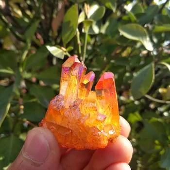 65g Gražus electroplated orange halo kvarco kristalų grupių natūralių akmenų ir mineralų namų ir vestuvių decorat