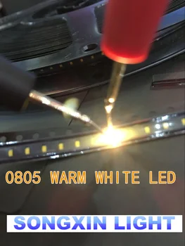 500 vnt 0805 SMD LED, Šiltai baltos spalvos led 2800-3200K LED Šviesos Diodų Vanduo skaidrus 