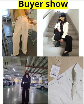 Naujas Korėjos Stiliaus Atsitiktinis Chic Pločio Kojų Kelnės Moterims 2020 Žalia Smėlio Juoda Rudenį Office Kelnės Streetwear Prarasti Aukšto Liemens Kelnės