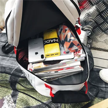 Juodos ir baltos spalvos siūlėmis vidurinės mokyklos maišeliai paauglių berniukų, mergaičių kelionių kuprinė nešiojamojo kompiuterio krepšys 15.6 vaikams kuprinę kuprinė
