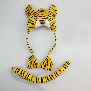 Moterų Mergaitė Vaikai 3D Tigras Lankelis Uodega Kaklaraištis Sijonas Gyvūnų Cosplay Rekvizitai Gimtadienio vakarėlis, Helovinas Kostiumas Kalėdų