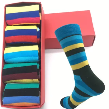 Vyriškos kojinės atsitiktinis aukštos kokybės naujausius modelius, padidinti vyrų laimės kojinės naujų spalvų medvilninių kojinių jokių dovanų dėžutė