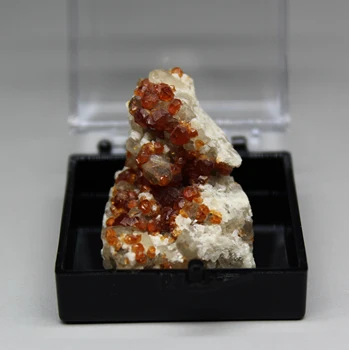 Gamtinis Granatas ir arbata kristalų Simbiozė mineralinių pavyzdys akmenys ir kristalai gydymo kvarco kristalai dėžutės dydis 5.2 cm
